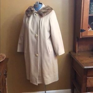 Cosmopolitan Juniors NY Wool & Fur Coat Beige S/M